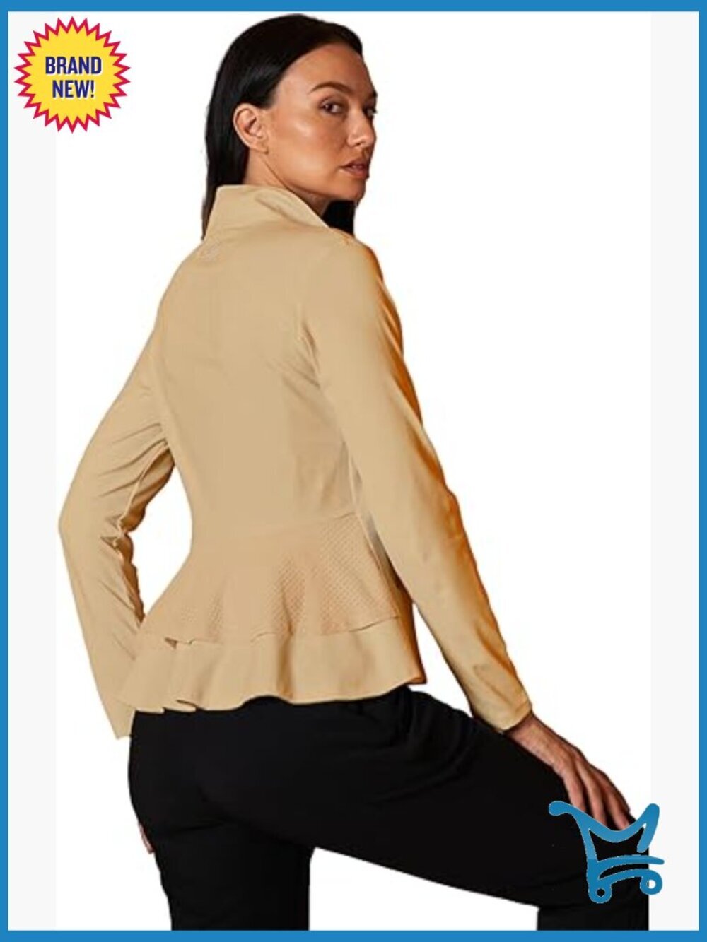 Women's Lightweight Full Zip Ruffle Athletic Jacket Long Sleeve UPF 50+ Golf